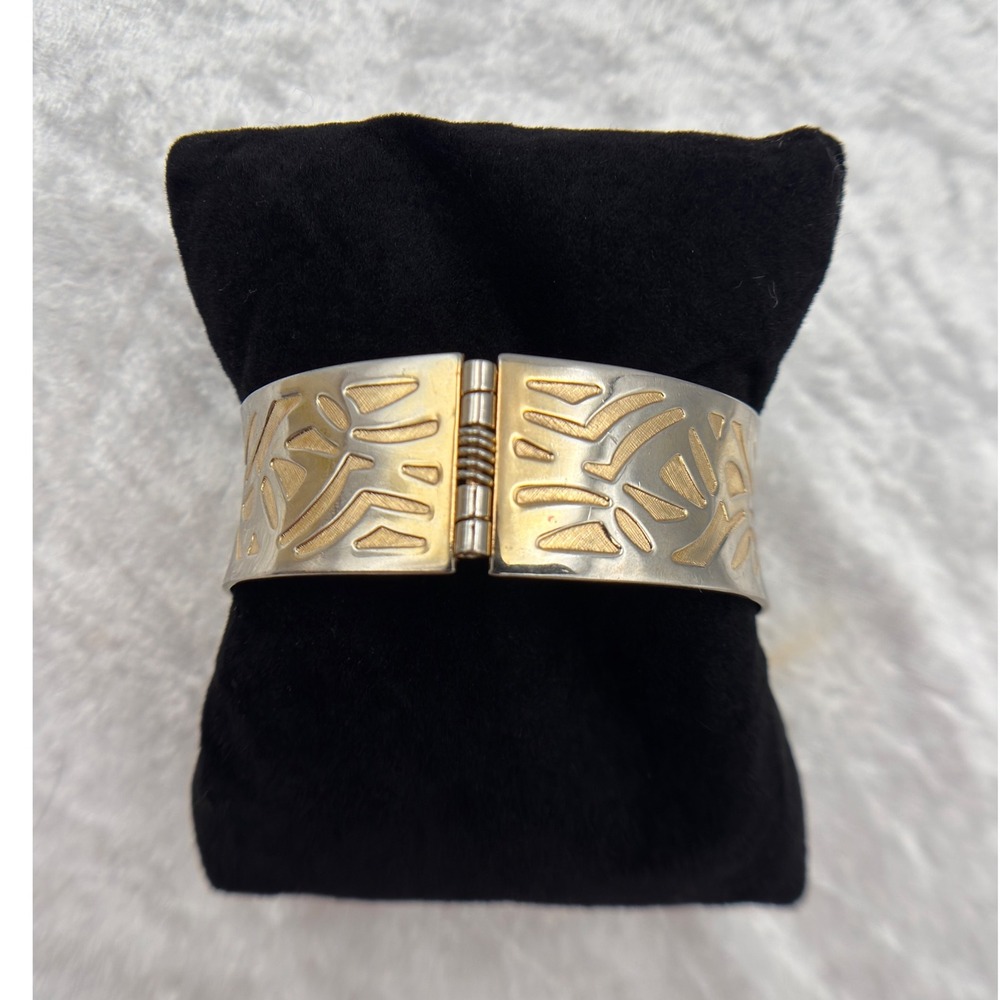 Sarah Coventry 1978 Gold Tone Congo Cuff Bracelet Wide Hinged Vintage Jewelry - Picture 2 of 9